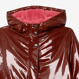 Girl burgundy waxed raincoat