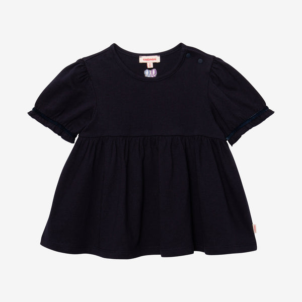 Baby girl's blue puff-sleeve T-shirt