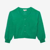 Girl's green knitted cardigan
