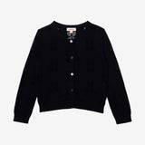 Baby girl's navy openwork cardigan