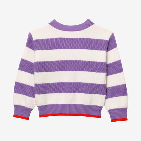 Girl's striped knitted cardigan