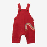 Newborn boy clay-colored overalls