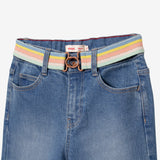 Girl's jeans with light blue striped belt