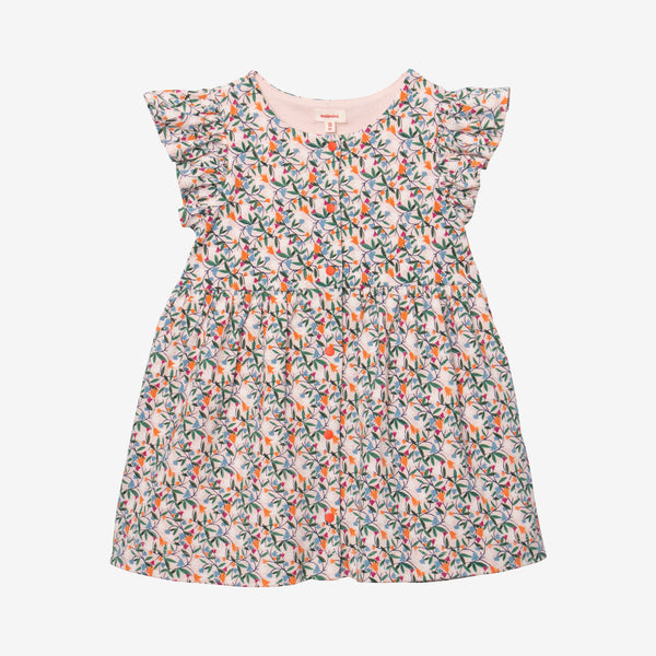 Newborn girls' springtime dress with snap buttons