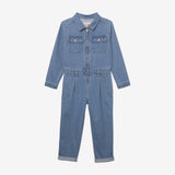 Girls' embroidered denim jumpsuit