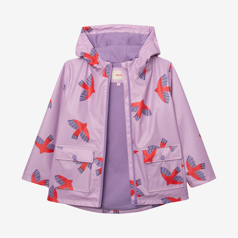 Girls' raincoat with swallow print.