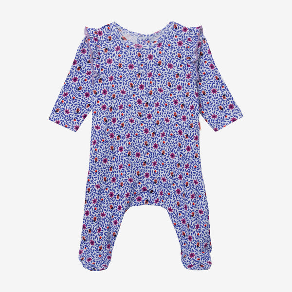 Newborn girl's footie pajama with micro flowers