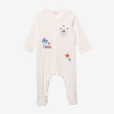 Newborn ecru patterned footie pajama