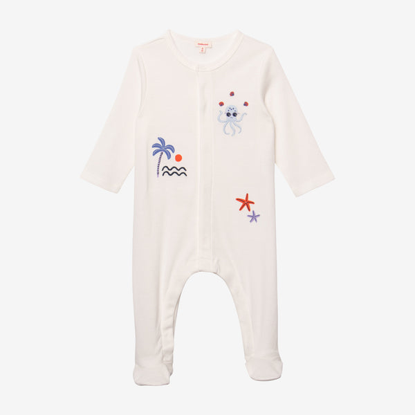 Newborn ecru patterned footie pajama