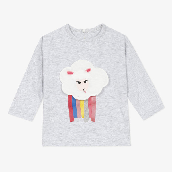 Baby girl marl grey T-shirt with sheep visual
