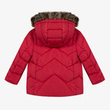 Girls' red coated padded jacket