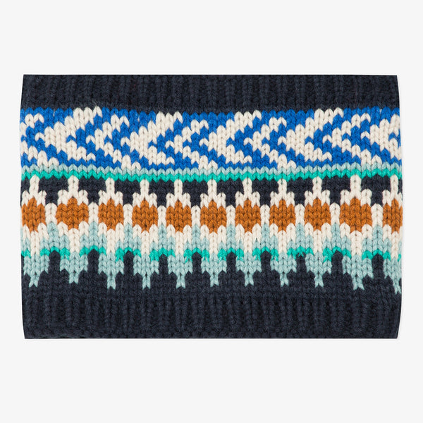 Boys' reversible knitted graphic snood