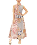 Patchwork Print Maxi Shirt Dress