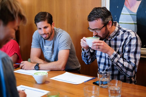 Sebastian & Phil tasting the matcha at Mission