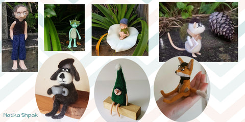 Needle Felting combining with clay 3D sculptures 