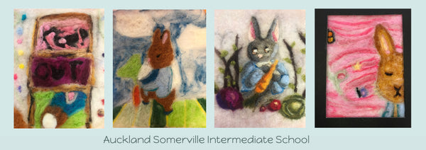 Needle Felting wool painting from Auckland Somerville Intermediate School