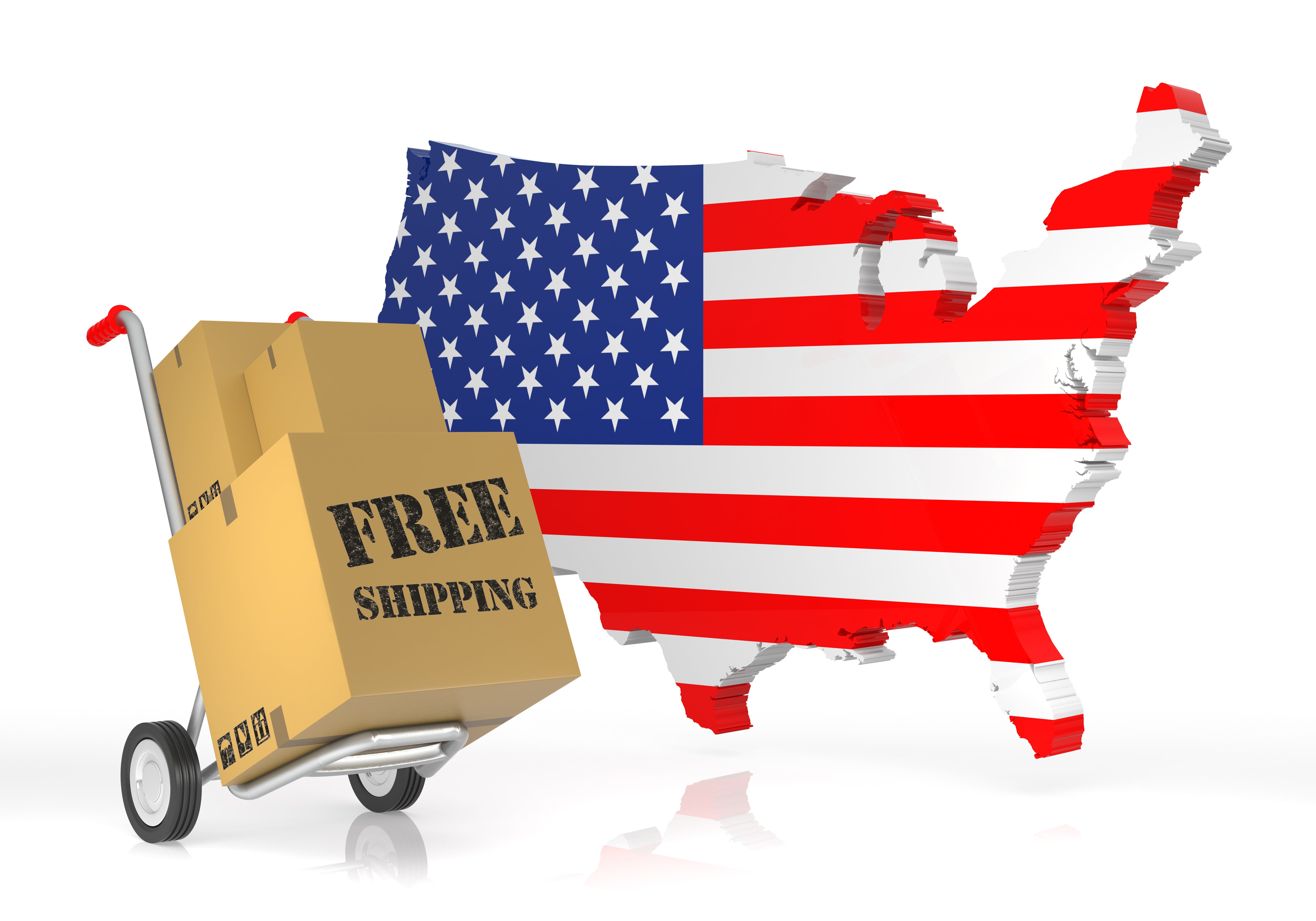 Free Shipping Boxes and US Flag