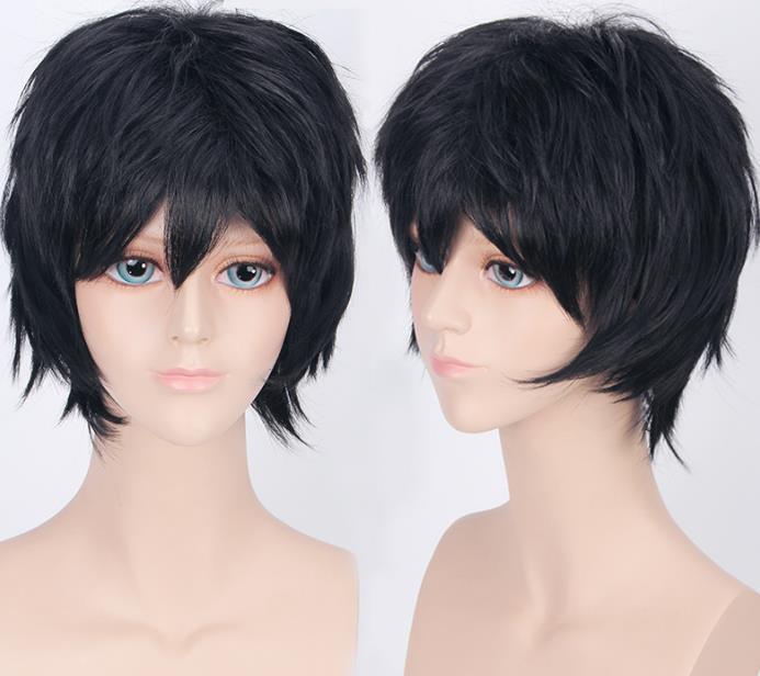 Men Short Wigs Anime Cosplay Curly Wavy Hair