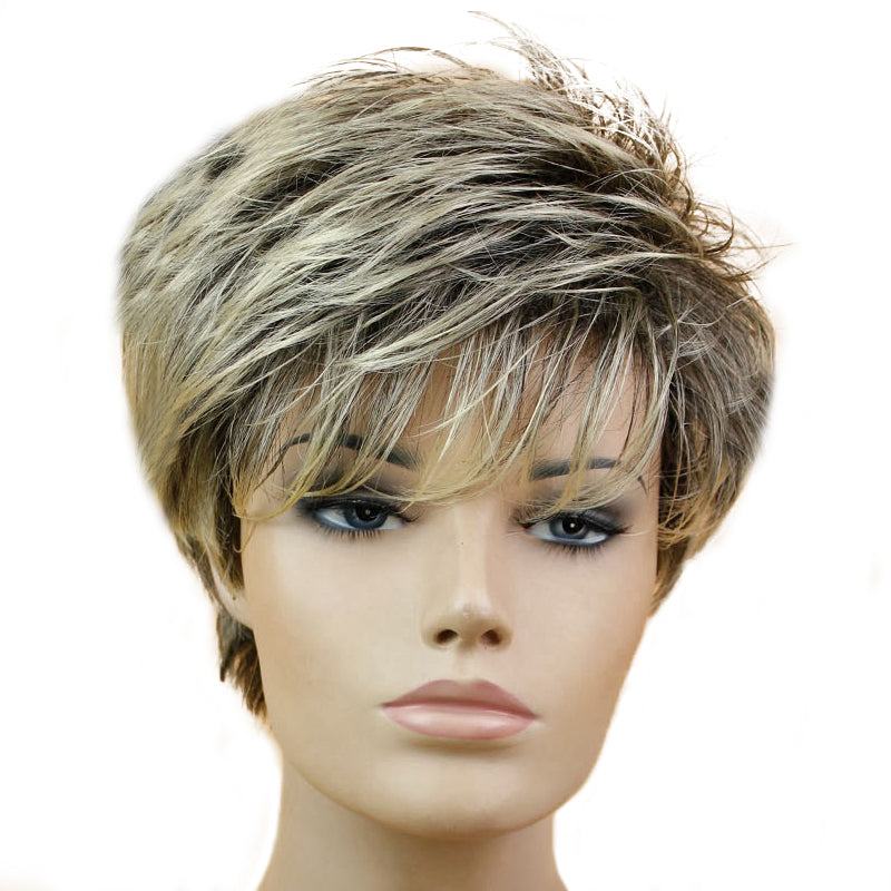 Black Mixed Blonde Straighe Wig Short Pixie Cut Style Wigs For Black W