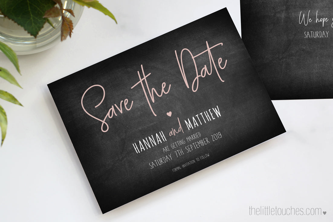 Chalkboard Wedding Save the Date Printable template