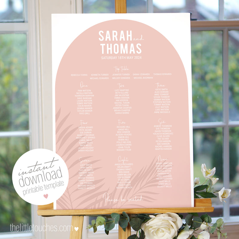 Printable Arch Wedding Table Plan Template The Little Touches