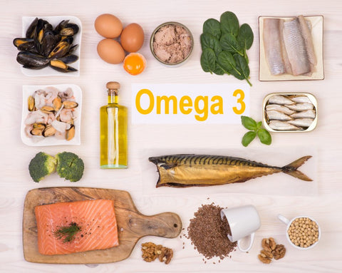 Different Omega-3 containing oil supplements against a white background