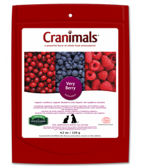 A bright bag with blueberries, cranberries, and raspberries on the cover called cranimals | Bubu Brands