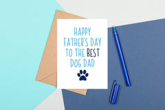 A bright colored card that says happy fathers day to the best dog dad | Bubu Brands 