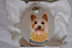 15 Perfect Gifts to get a Dog Lover | A frosted glass ornament with a picture of a light colored dog on it | Bubu Brands 