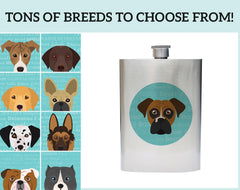 Tons of dog breeds to choose from a flask with different dog breeds on it | Bubu Brands