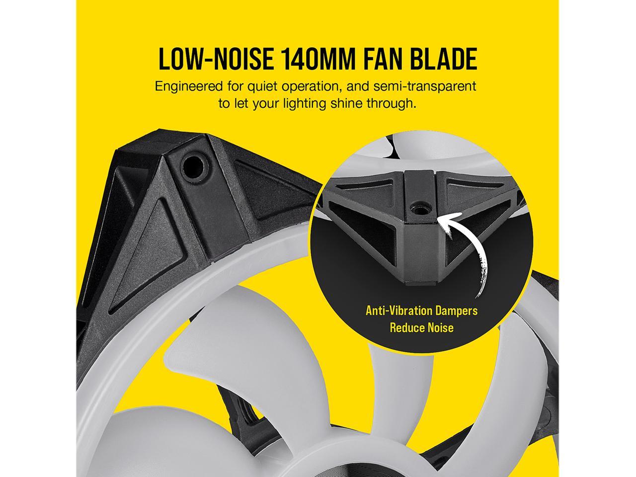 CORSAIR QL Series, iCUE QL140 RGB, 140mm RGB LED Fan, Dual Pack with Lighting Node CORE, CO-9050100-WW