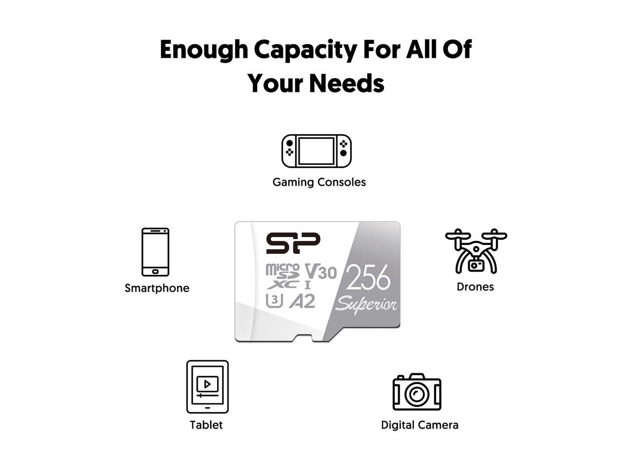 Silicon Power 128GB Superior microSDXC UHS-I (U3), V30 4K A2 Memory Card with Adapter (SU128GBSTXDA2V20AB)