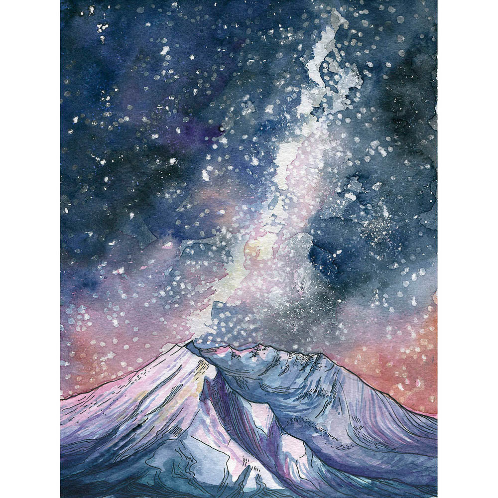 Greeting Cards Set of Four Mt St Helens Milky Way Eruption Note Cards Astrophotography Landscape Print With Envelope Blank Art Cards