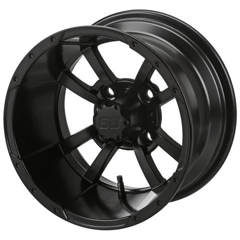 10" Maltese Cross Matte Black Golf Cart Wheel