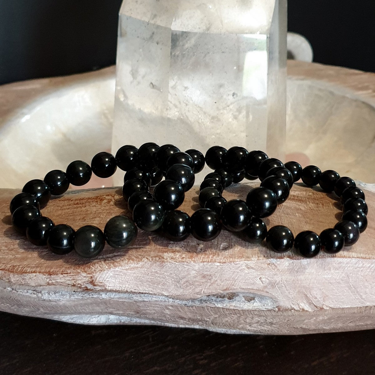 Rainbow Obsidian Polished Large Round Bead Stretch Bracelet EACH (IY1-3-4)