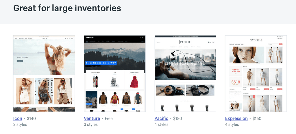 large inventory shopify shops