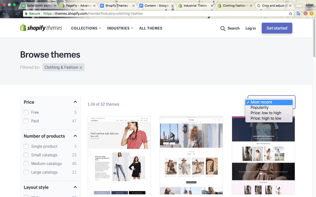 shopify themes store