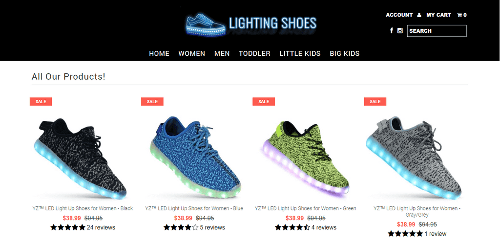 Lighting Shoes Home Page