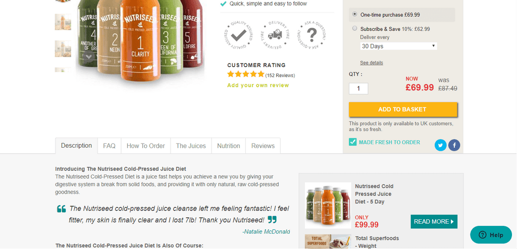 Nutriseed Product page