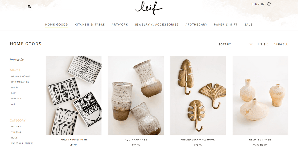 Leif Store Home Page