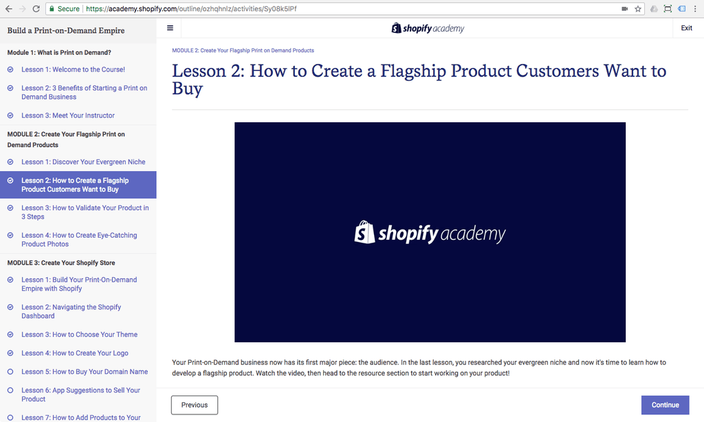 lesson 2 pod shopify academy course