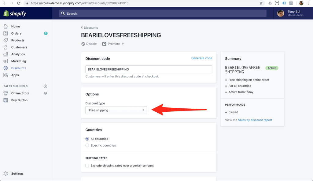 bearie code free shipping demo