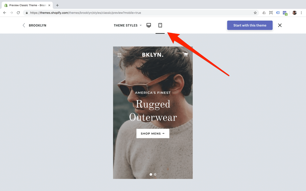 switch shopify theme demo between mobile and desktop
