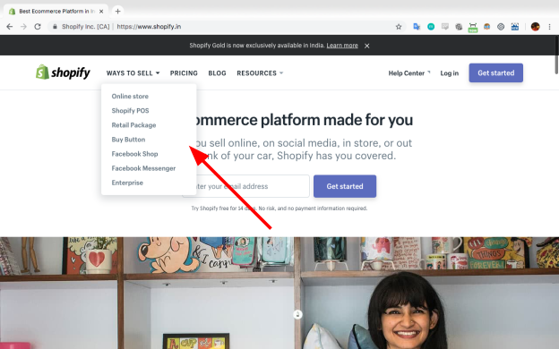 shopify india homepage