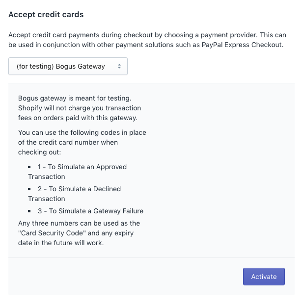 activate shopify payements