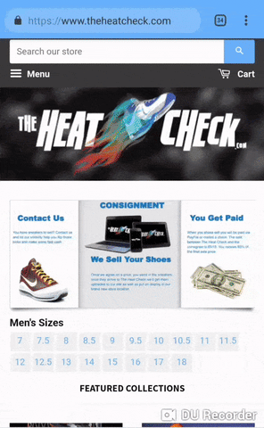 The Heat Check Shopify store mobile