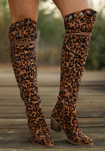 tall leopard boots