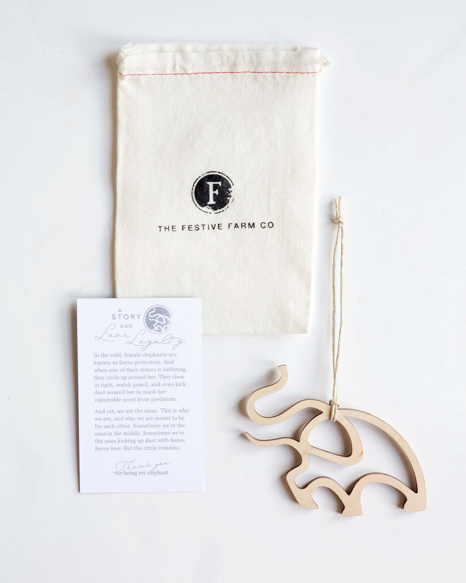 Wood Elephant Ornament | Friendship Gifts | The Festive Farm Co.