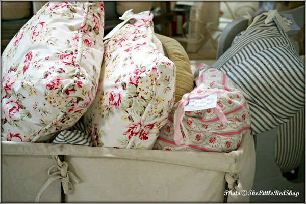 Vintage Bin of Floral Pillows by Junebug ~ Photo The Little Red Shop