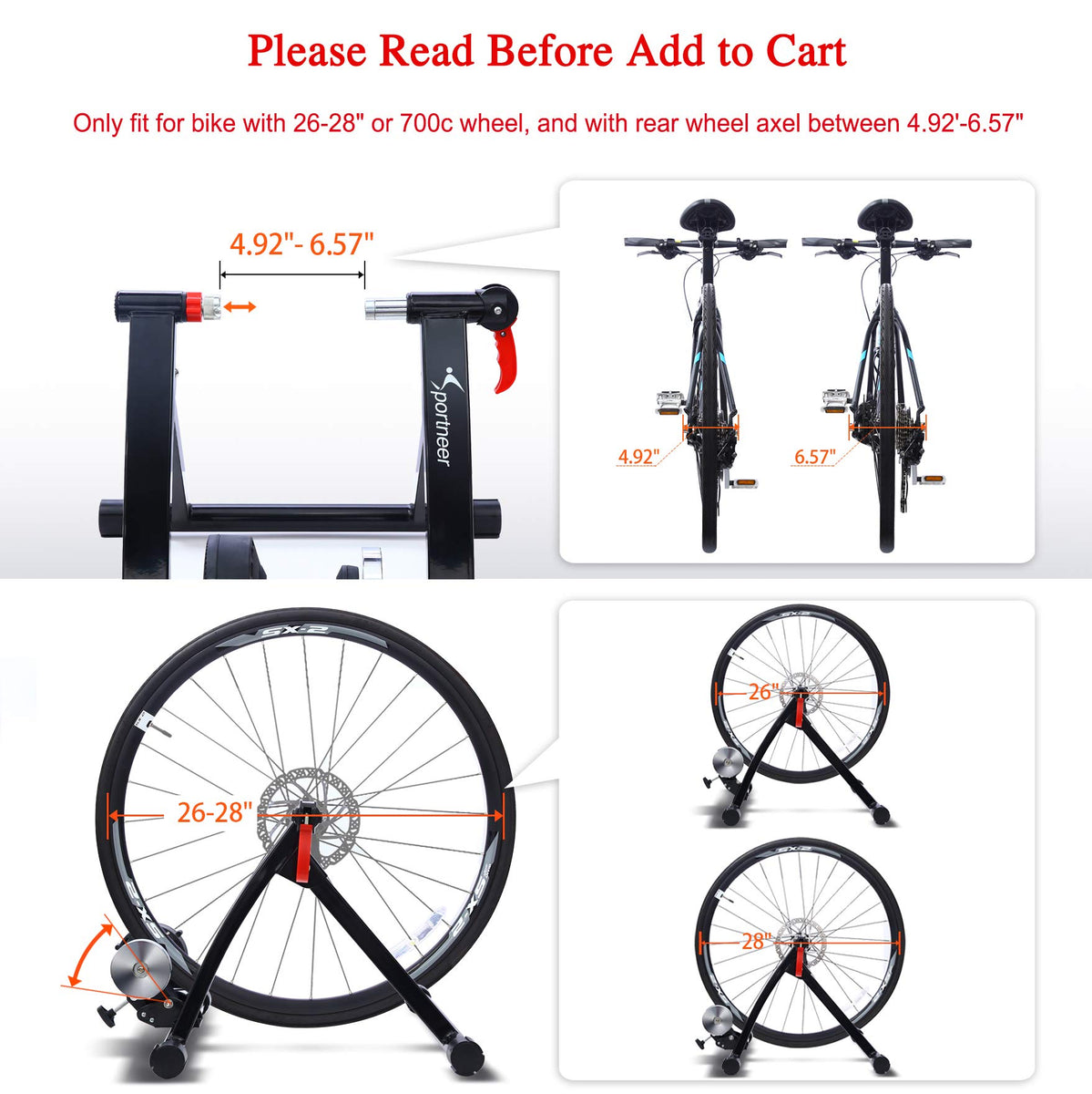 sportneer steel bicycle exercise magnetic stand